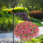 Artificial Flowers Hanging Plants in Basket,Artificial Hanging Flowers for Spring Outdoor Indoor Decor,UV Resistant hanging Baskets with Fake Flowers for Summer Patio Garden Porch Deck Home Decor