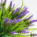 obbsie 12 Bundles Artificial Plants Outdoor, 18.2" UV Resistant Faux Monkey Grass Greenery Stems No Fade Faux Plastic Flowers Shrubs for Home Weddings Garden Porch Front Patio Office Decor - Purple