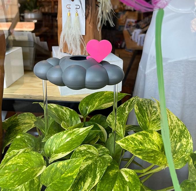 Stormy Dripping Rain Cloud with Pink Heart Charm