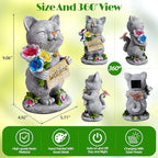 Garden Outdoor Statues Solar Cat Outside Statue Garden Decor for Yard Patio Porch Home Lawn Balcony, Gifts for Grandma Mother Women