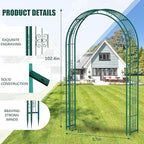 Arbuxzuy 102in Steel Garden Arch Arbor Trellis for Climbing Plants Outdoor,Yard,Wide Sturdy Durable Garden Arch for Lawn,8.5ft Climbing Plants Decorative Wire Lattice,Outdoor Wedding Arch(Green)