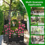 Planter Box with Trellis Outdoor, Plastic Raised Garden Bed Trellis Planter Box with Wheels and Drainage Hole for Patio Balcony Backyard Indoor Flower Vegetable Tomato, Black
