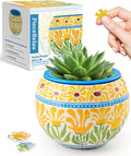 PieceRelax 3D Puzzle Planter 80 Pieces - Summer Blossoms, for Mom, Home Decor Flower Pots for Indoor Cactus, Succulents Pots [K1126]