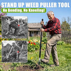 Stand Up Weed Puller Tool, 4-Claw Steel Head Heavy Duty Weeder, Adjustable Long Handle Garden Weeding Tool for Effortless Weed Removal Without Bending Kneeling Pulling