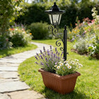 Solar Floor Lamps with Planter (2-in-1 Design), Solar Lamp Post Light with Planter with Posts, Ground Stakes, Planters, & Wall Mount Hardware, Outdoor Lights for Patio, Porch, Deck, Yard (Brown)
