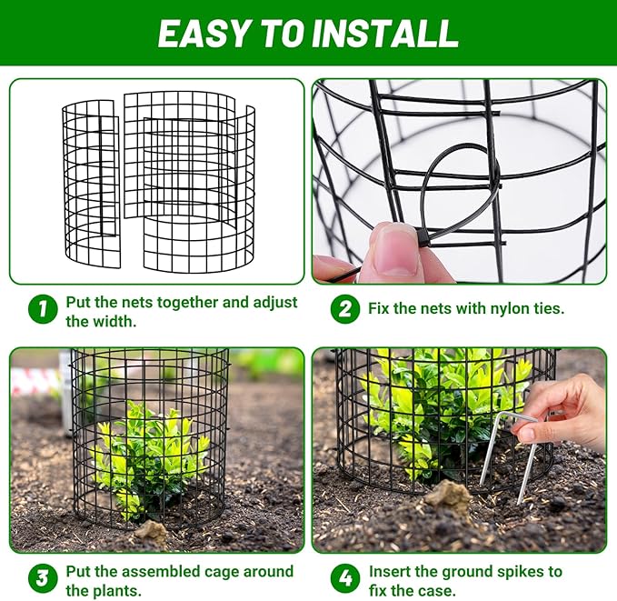 UNIFAMILY 15 Pcs Plant Protectors from Animals, 5 Packs Metal Plant Cage to Keep Animals Out, 16x 12 in Plant Protector from Rabbits, Chicken Wire Cages for Vegetables from Rabbits Squirrels Chickens
