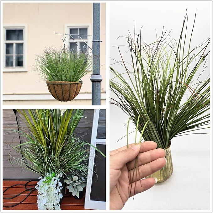 Artificial Plants, Fake Wheat Grass Tall Shrubs Bundles, Faux Greenery Plastic Plant Indoor Outdoor Decoration Home Garden Christmas Party Table Centerpieces Vase DIY Decor - Tail End Red Leaves 8 Pcs