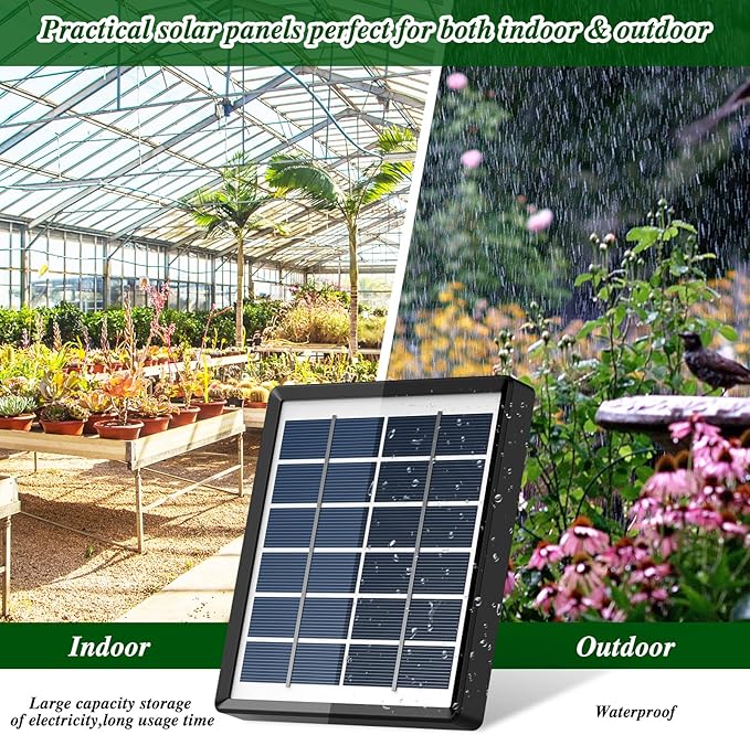 Solar Drip Irrigation System, Automatic Watering Kit for 15 Pots with 49ft Hose, Anti-Siphon Garden Irrigation System for Vacation, Balcony & Greenhouse, 12 Modes Self Watering System, Split