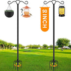 SINLEY 2 Pack 90 inch Double Shepherds Hook for Outdoor with 5 Prong Base Heavy Duty Two Sided Bird Feeder Pole for Hanging Lantern,Hummingbird Feeder,Lightweight Plant,Shepherds Hook