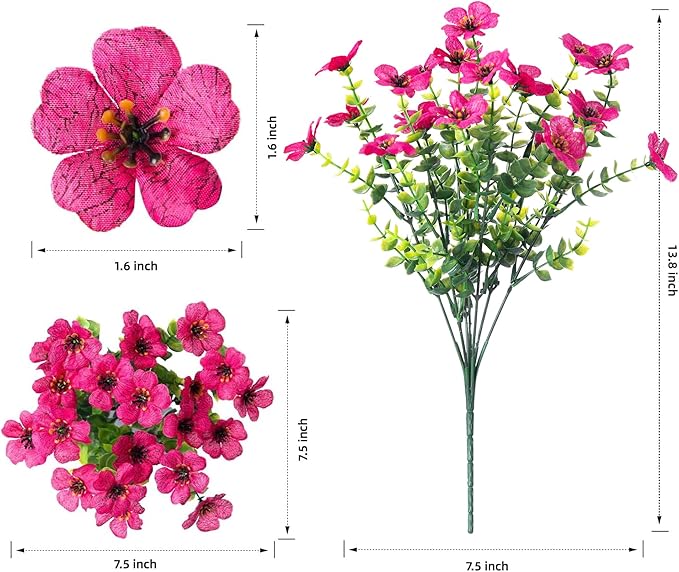 Artificial Flowers for Outdoors Daisy 12 Bundles for Home Decoration, Faux Flower Fake Plants Outside Decoration with Eucalyptus UV Resistant for Planter Porch Patio Yard Garden Colorful