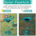 25.8" H Solar Bird Bath Outdoor, Cast Iron Solar Fountain Bird Bath with Bubbler, Vintage Pedestal Metal Bird Bath Bowl for Garden Patio Yard Lawn Decor