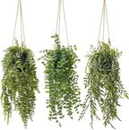 3 Packs Fake Hanging Plants with Black Pots, 20" Artificial Hanging Plants for Wall Decor, Fake Fern Plants Mandala Vine for Home Bathroom Bedroom Kitchen Office Room Decor