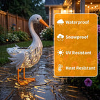 Lavezee Porch Goose Statue Lawn Goose Outdoor, Metal Garden Goose with Solar Light for Lawn Yard Backyard, Front Porch Goose for Garden Decoration