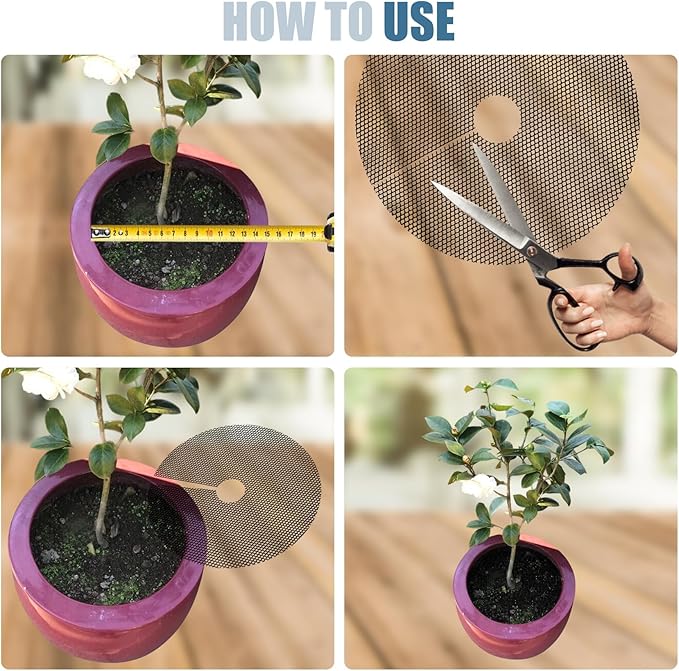 4 Pcs Plant Pot Grids – Adjustable Soil Cover for Indoor/Outdoor Plant Protection – Durable Mesh Guard to Keep Animals Away from Potted Plants