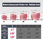 Plant Pots, Modern 3D Printed Honeycomb Planters for Indoor Plants, 4.7 Inch Cherry Pink Decorative Flower Pot for Office Desktop, Bookshelf & Home Decor, Lightweight & Durable.