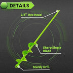 Green Garden Auger Drill Bit for Planting, 1.6"x16.5" Post Hole Digger & Bulb Planter Tool, Fits 3/8" Hex Drive Drill, for Seeds, Flowers, Tree Roots, Fence Posts and so on