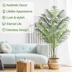 Artificial Palm Tree 6.5ft Tall Fake Palm Tree Indoor Decor with 18 Trunks and Real Bark Design Faux Tropical Areca Palm Silk Floor Plant in Pot for Home Office Living Room Bedroom Decor 1pcs