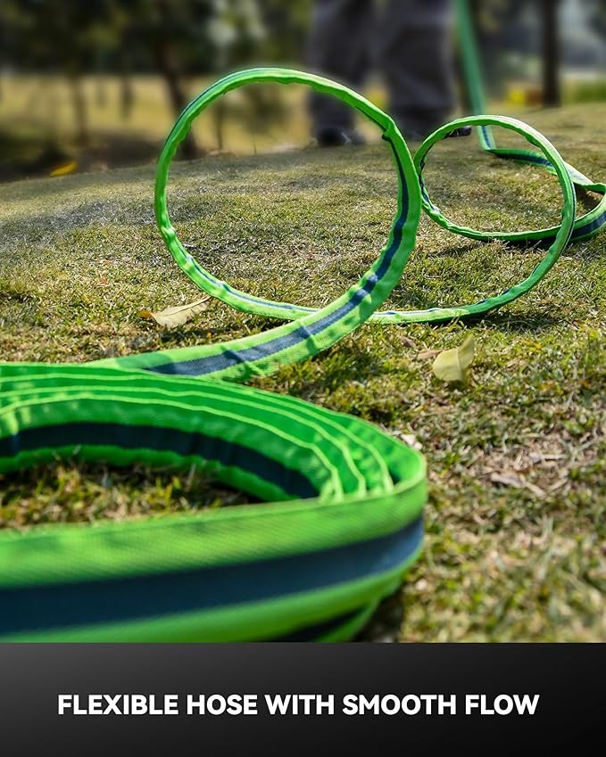 RAINPOINT Garden Hose 25FT, Up to 60% Lighter Non-Expanding Water Hose with TPE Inner Tube, Lightweight & Flexible Anti-Kink Hose, 800D Oxford Fabric, Weather-Resistant, 450PSI Burst, 3/4" Fittings
