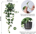 Fake Plants 2Pcs Faux Ivy Plants Potted Indoor Artificial Hanging Plants Realistic Hanging Fake Greenery Table Desk Bathroom Office Bedroom Living Room Shelf Modern Farmhouse Decor Intdoor