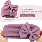 BQUBO Newborn Baby Girls Hats Mittens Set Hospital Hat Beanie Infant Bow Hats Baby Cotton Gloves for 0-6 Months