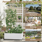 Metal Planter Box with Trellis,72"x35"x15",Galvanized Raised Garden Bed Trellis Outdoor Planter with Privacy Screen & Wheels and Drainage Holes,for Patio Climbing Vegetables,Flowers,Vines,White