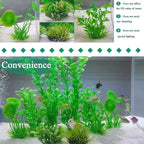 AQUANEAT Artificial Fish Tank Plants, Plastic Aquarium Decorations, Green Accessories, 10pcs