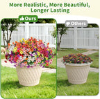 Artificial Outdoor Flowers, Realistic UV Resistant Waterproof Faux Plants, Full Looking Fake Flowers for Porch Planters Hanging Baskets Garden Patio Yard Outdoor Decor, 20 Bundles 7 Colors