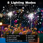 btfarm 1 Pack Solar Garden Lights Outdoor, 8 Modes Firework Lights Solar Powered, Waterproof Twinkle Fairy Light Outside for Yard Patio Pathway Pool Christmas Party Decorative, Cool White