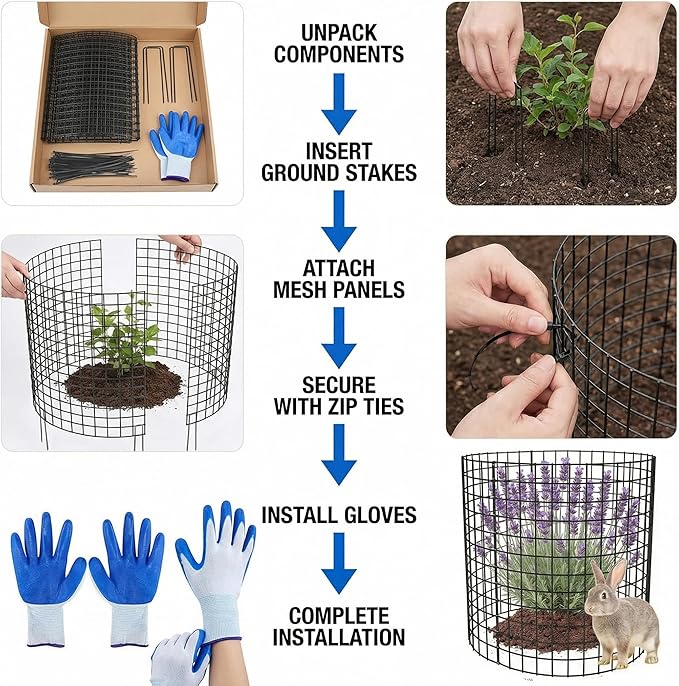 3Pack Plant Protector from Animals, 9pcs Wire Plant Protectors Metal Mesh Plant Cages, 11.8 x 15.7 Inch Outdoor Plant Guards for Rabbits Chicken Squirrels and Garden Protection