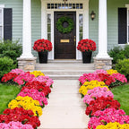 8 Bundles Artificial Geraniums Flowers for Outdoors Summer Mother's Day Derby Day Decor, Fake Cemetery Flowers Silk Red Flower UV Resistant No Fade Faux Plant for Porch Garden Home Planter Patio Decor