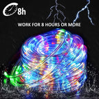 LairtPOW Solar Rope Lights 39FT IP65 Waterproof Outdoor Lights LED Copper Fairy String Tube Lights for Party Garden Yard Home Wedding Christmas Halloween Holiday Tree Decoration Lighting(Multi Color)