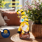 twinbling Birthday Gifts from Daughter Son - 13" Garden Solar Spring Gnomes Statues Outdoor Spring Decor with LED Lighted Bee and Flowers Funny Garden Sculpture for Patio Yard Lawn Decorations Gifts