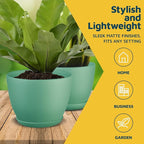 Mint Plant Pots with Drainage Holes & Saucers 15 Pack, Indoor & Outdoor Stackable Space-Saving Planters for Houseplants & Flowers, (7", 6.7", 6", 5.3", and 4.8" Inches), Durable & Weatherproof