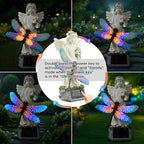 Starryfill Solar Angel Garden Statue with Color Changing Dragonfly Lights - 12 Inch Hand-Painted Resin Figurine, Auto Dusk-to-Dawn Waterproof Outdoor Decor for Patio, Yard, Lawn, Memorial Mother Gift