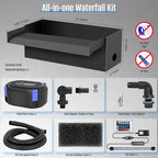 AquaMiracle Complete Outdoor Pond Waterfall Kit with LED Light | 4-Stage Filtration System | 12" Stainless Steel Spillway with 850GPH Water Pump | for Garden Backyard Koi Pond Pool Decoration