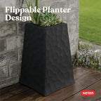 Keter Stone Tapered Planter Set of 2, Tall 26.4‑Inch Resin Outdoor Flower Pots with Stone‑Look Finish and 12.2‑Gallon Capacity, Graphite