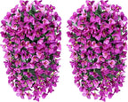 Faux Bougainvillea Artificial Flowers Plants for Outdoors Outside Decoration, 2pcs Fake Flowers Silk Long Trailing Vines UV Resistant Realistic for Front Door Porch Planter Urn Patio Balcony Yard, Mix