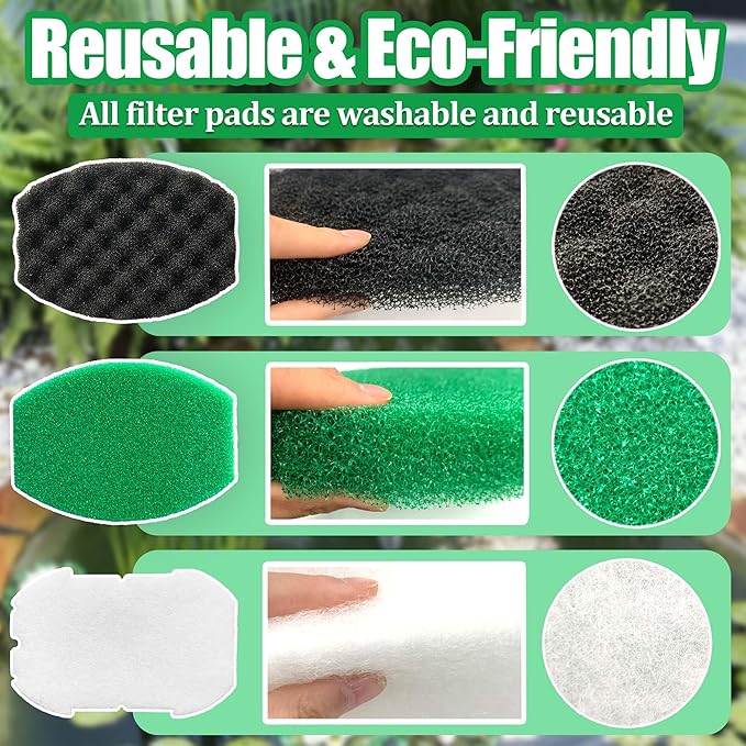 PurifyLogix 18PCS Pond Filter Kits for Pennington Inpond 5-in-1 600 Pump | 12 Polymer Wool Pads, 4 Foam Filter, 2 Media Packs(Activated Carbon, Bio-Balls), Maintenance Kits for Aquagarden 600 model