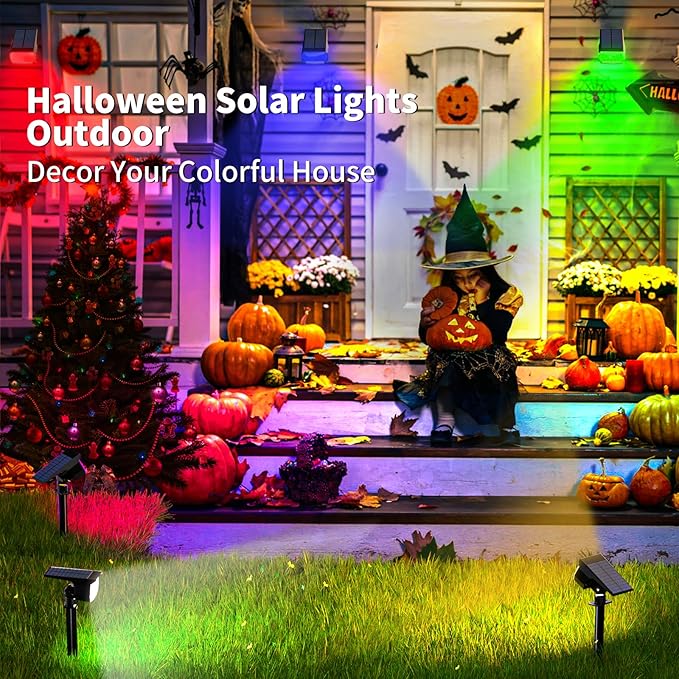 WENATY Solar Spot Lights Outdoor Color Changing, [7 Mode/12 Pack] Christmas Landscape Spotlights, Solar Lights Outdoor Waterproof, Solar Led Powered Flood Light for Outside Pathway Yard Garden Walkway