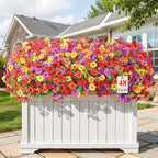 Alupssuc 48 Bundles Artificial Flowers for Outdoors Decoration, UV Resistant Silk Faux Floral Spring Summer Fake Plastic Plants Greenery for Outside Indoor Home Porch Window Box Decor, Mix 4 Colors