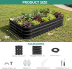 Galvanized Raised Garden Bed - Modular Garden Planter Bed Outdoor | Steel Raised Bed Kit with Bracing Rods, Gloves for Gardening Vegetables Fruits and Flowers (5x3x1ft (1Pack) Gray)