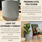 Fox & Fern Large 12 Inch Planter — Premium Polystone Gray Plant Pot with 3D Texture and Drainage Plug - 12 Inch Pots for Plants Indoor - Large Planter for Indoor & Outdoor Plants