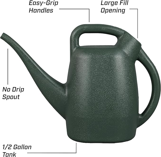 Chapin 48005 Watering Can, Garden, Indoor and Outdoor Plants, Recycled Plastic, Made in USA, Black, 0.5 Gallon, Blue