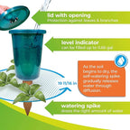 BioGreen HYDRO CUP Self Watering Planter Insert | 0.66 gal | Clay Spikes & Cup | Plant Watering Globes w/ Level Indicator | Terracotta/Green | 4 Pcs