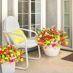 Artificial Flowers for Outdoors 12 Bundles Artificial Petunias Fake Flowers UV Resistant Shrubs Plants with Fern for Indoor Outside Hanging Planters Home Garden Spring Summer Decorations