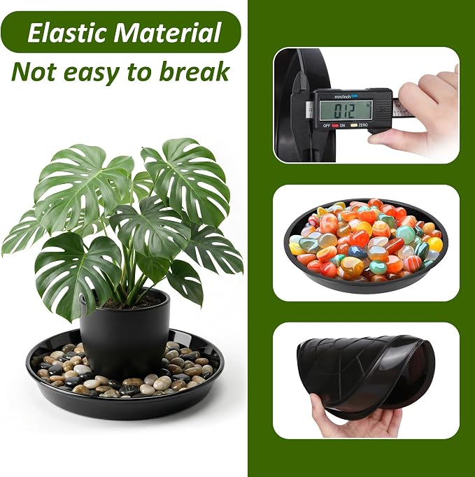 PeoMev 6PCS Plant Trays for Pots - 10 12 14 Inch Plant Saucer Round Plastic Plant Water Catcher Tray for Indoor Outdoor Garden Plants
