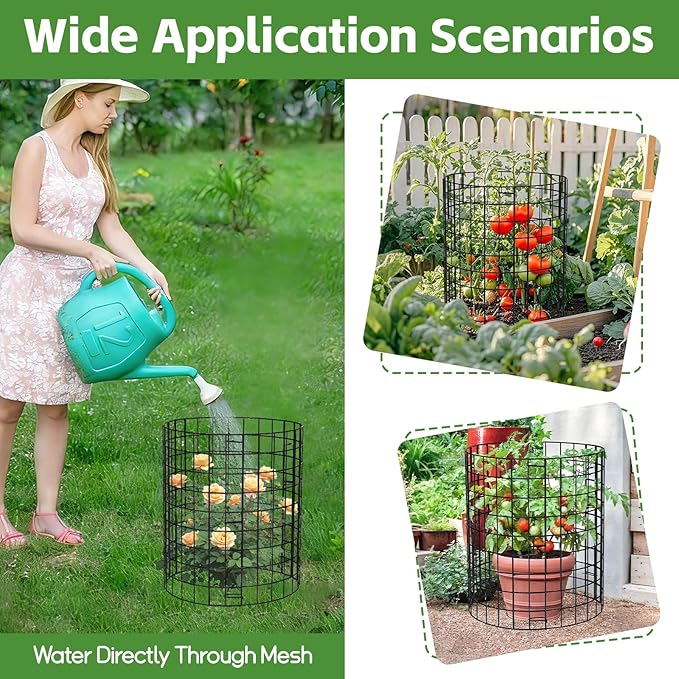 5 Pack Plant Protector from Animals, Wire Plant Cages Garden Plant Protectors, 15pcs Metal Mesh with Covers, Bunny Barricades Chicken Wire Cloche for Flower Vegetable to Keep Animals Out