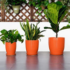 12 Inch Plant Pot, Ceramic Planters for Plants with Drainage and Saucer, Orange