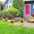 YEAHOME Garden Decor for Outside, 2 Pack 22.4“ Sunflower Garden Stakes Spring Decor, Metal Flowers with Shaking Head Yard Art for Outdoor Yard Lawn Patio Decoration