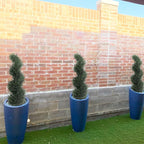 THE BLOOM TIMES 3ft Spiral Artificial Topiary Trees Set of 2, 36 inch Faux Cedar Trees for Outdoor Planters - Fake Twist Cypress Plants for Garden Front Porch Indoor Outside Decor 3 Foot
